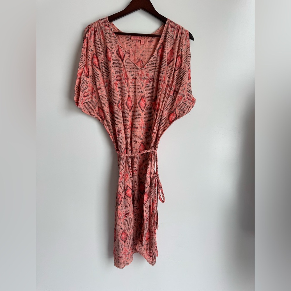 fresh produce Coral-Print Dolman Sleeve Midi Dress